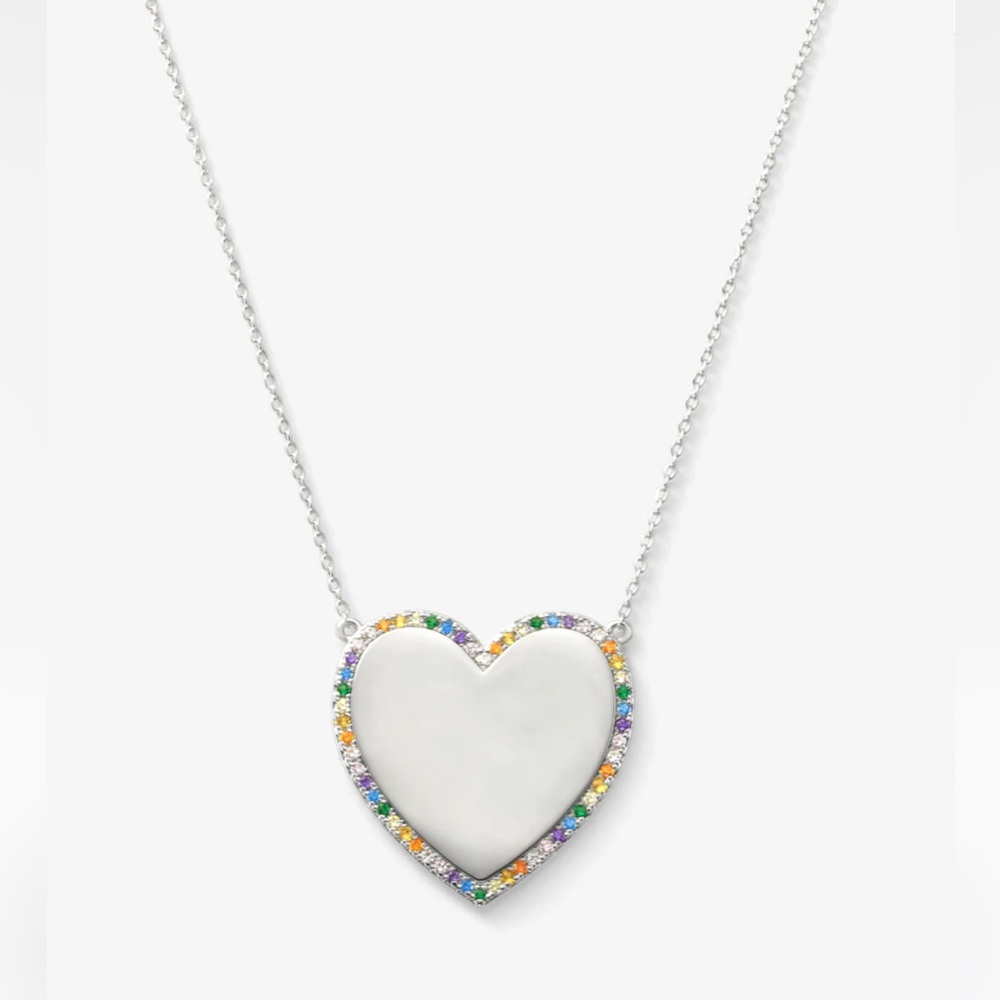 Melinda Maria XL You Have My Heart Rainbow Pave Necklace Diamond Rhinestone